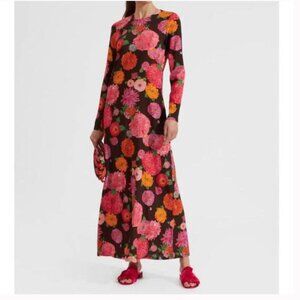 New  La DOUBLEJ Long Sleeve Swing Dress in Gyn Chocolate Floral Sz XS